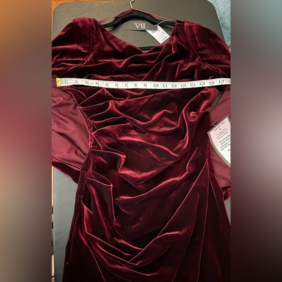 NWT Betsy & Adam Velvet Cape Midi Dress Burgundy Color Size 6 - Picture 10 of 12